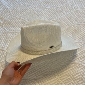 C.C White Cowboy Hat with Pearl Band